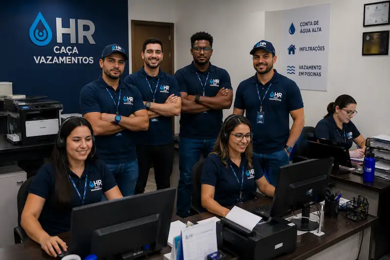 Equipe HR Caça Vazamentos no escritório da empresa